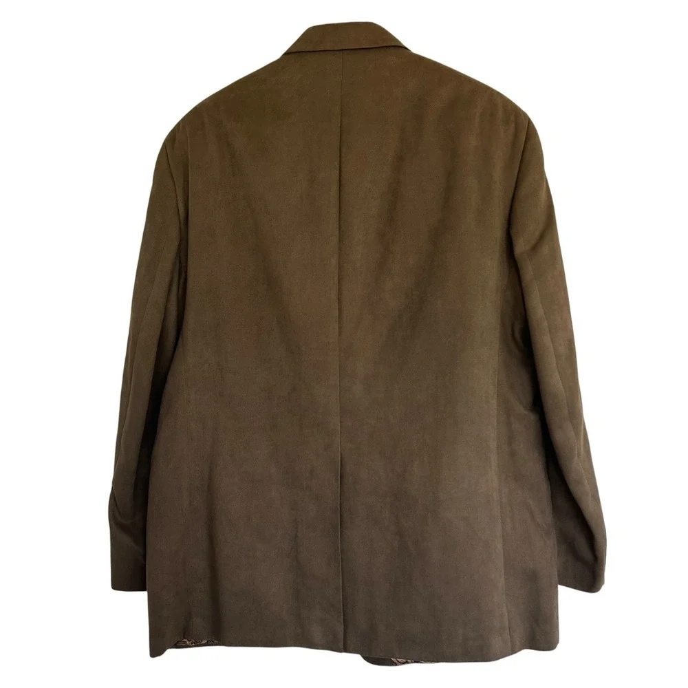 Lauren Ralph Lauren Faux Suede Blazer 46R Taupe Brown Paisley Lined Sport Coat